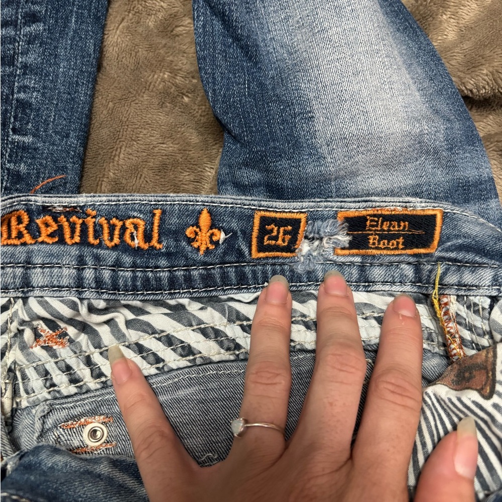 Rock Revival Blue Boot Cut Jeans with Decorative Stitching - Picture 16 of 16